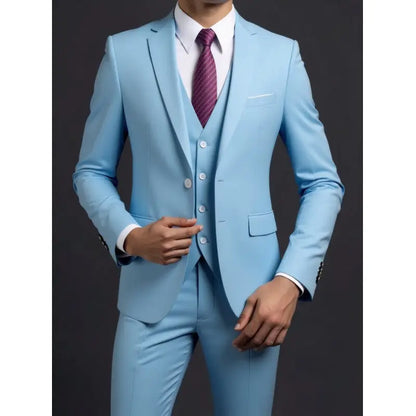 Terno (blazer + colete + calças) masculino elegante cavalheiro negócios estilo britânico cor sólida banquete anfitrião casual terno de casamento