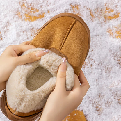 Inverno feminino chinelos internos quente sola grossa sola macia confortável ao ar livre antiderrapante botas de neve moda quarto casa sapatos