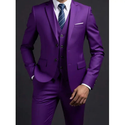 Terno (blazer + colete + calças) masculino elegante cavalheiro negócios estilo britânico cor sólida banquete anfitrião casual terno de casamento