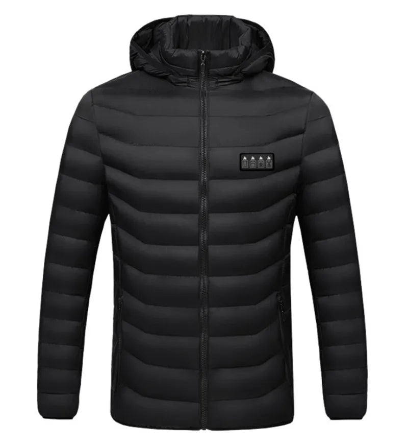 Novo inverno masculino quatro controle 21 zona aquecimento inteligente e aquecimento elegante e casual casaco de algodão com capuz (sem banco de potência)
