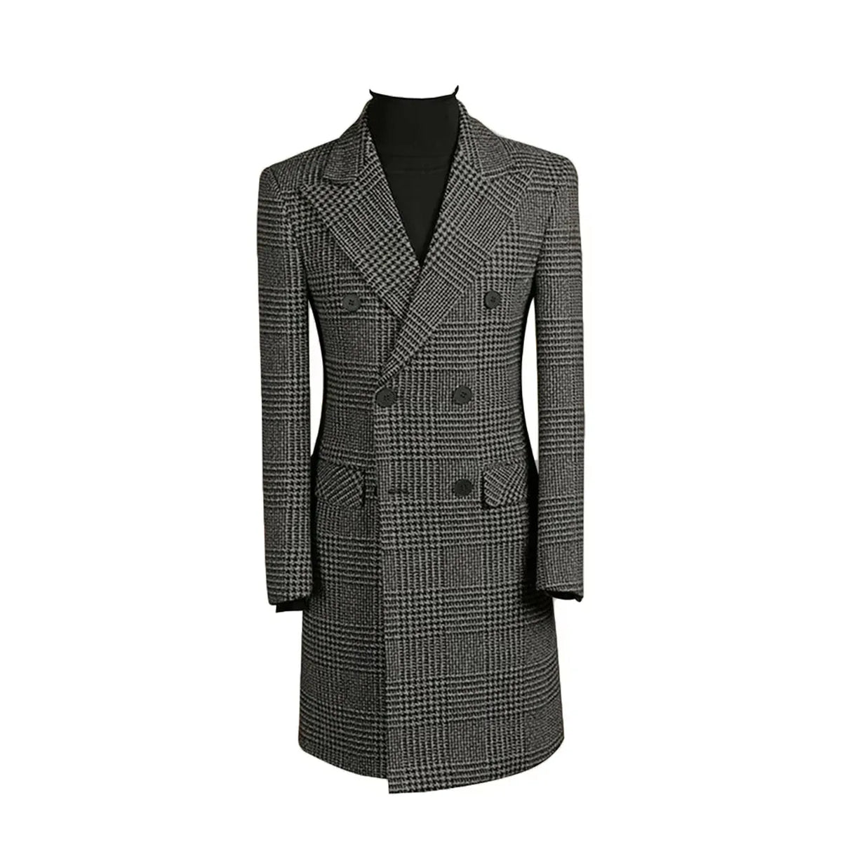 Outono inverno houndstooth casaco longo masculino duplo breasted jaqueta clássica para casamento formal blazers noivo negócios smoking