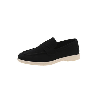 Sapatos Casuais Femininos de Couro Suede com Fivela Metálica, Antiderrapantes e Confortáveis para o Dia a Dia