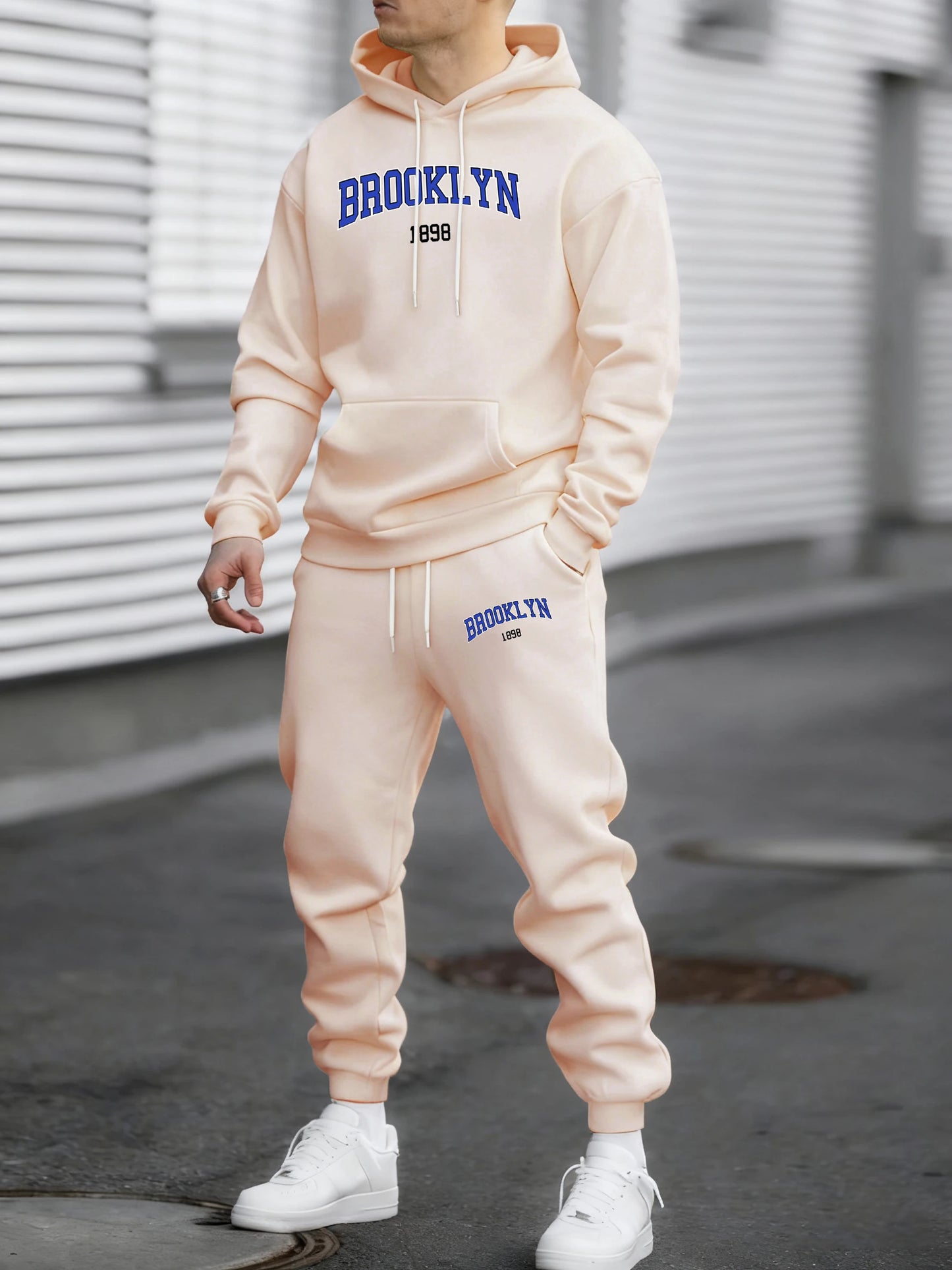 Brooklyn Usa 1888 Print Tracksuit For Men Simple Comfortable Pants All-Match Loose Clothing Unisex Autumn Fleece Sportsuit