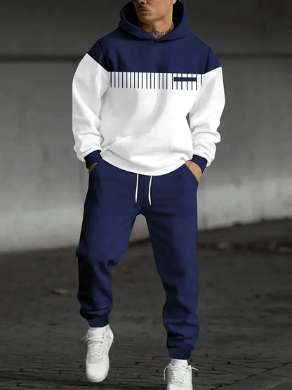 Conjunto Masculino 2026: Moletom com Capuz e Calça Jogger Estampados Digitalmente – Agasalho Esportivo Casual de Verão com Estampa Gráfica (2 Peças)
