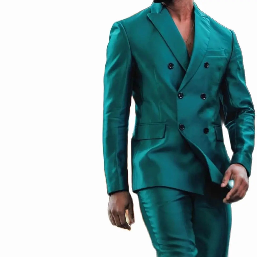 Terno de smoking trespassado masculino, lapela de pico, jaqueta brilhante, calça, noivo, casamento, baile de baile, festa, design mais recente