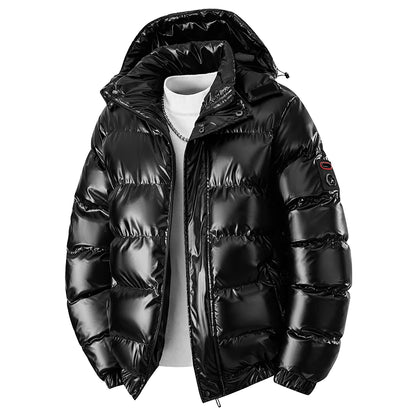 Jaqueta Puffer Masculina, Jaqueta de Inverno Quente e Espessa, Parka Acolchoada de Algodão, Casacos com Capuz, Moda Casual Masculina