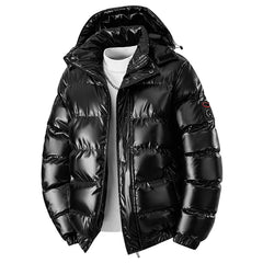 Jaqueta Puffer Masculina, Jaqueta de Inverno Quente e Espessa, Parka Acolchoada de Algodão, Casacos com Capuz, Moda Casual Masculina