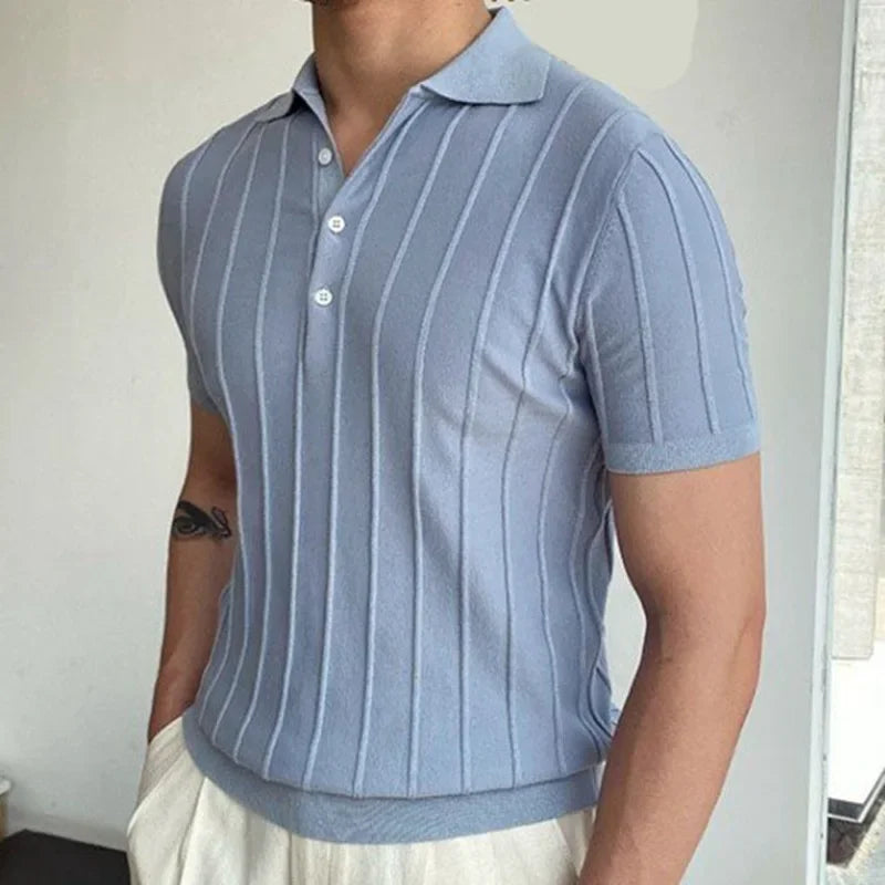 Men's Short-Sleeved Polo Shirt with Lapel Collar, Business Casual Style, Pure Color Sweater, New Fashionable Design, Plus Size