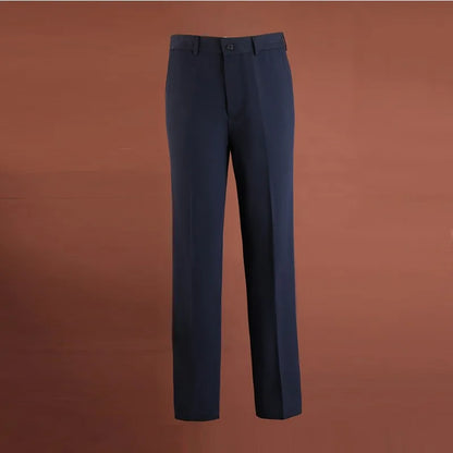 Calça Social Masculina KIDWHXR para Todas as Estações, Cor Sólida Simples, Respirável, Corte Reto Solto, Cintura Média, Casual de Negócios