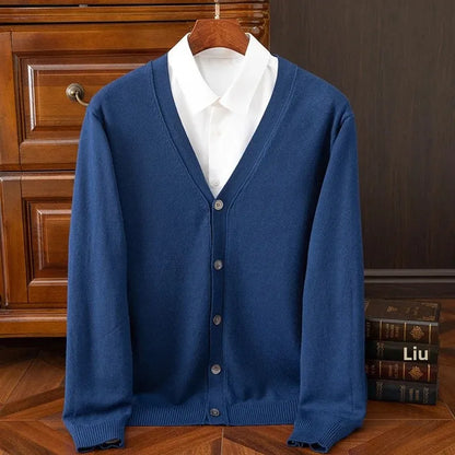 Cardigan de malha masculina solta com decote em v outono inverno camada base camisa frente aberta camisola estilo casual malhas tamanho grande