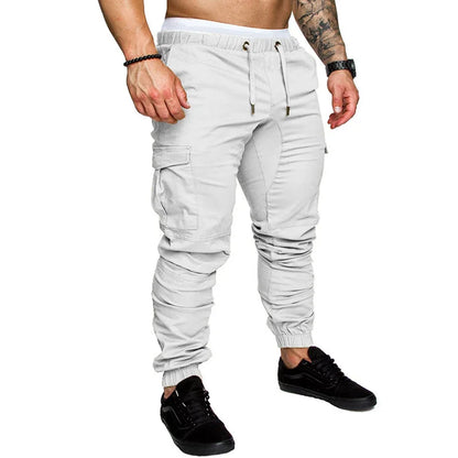 Novas Calças Casuais Masculinas de Tecido Trançado Streetwear Novas Calças de Trabalho com Múltiplos Bolsos