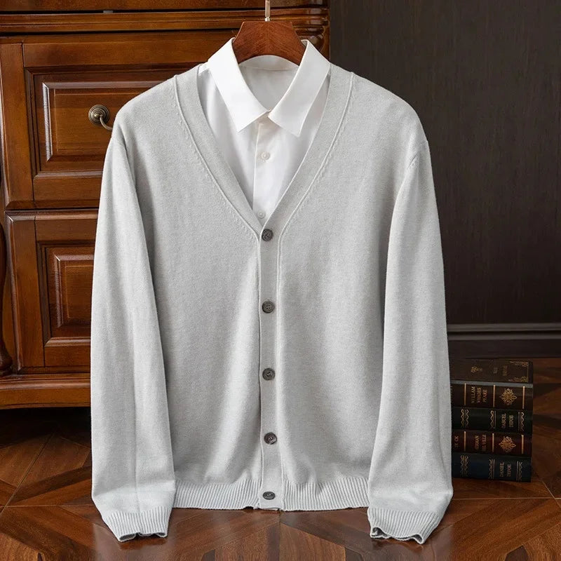 Cardigan de malha masculina solta com decote em v outono inverno camada base camisa frente aberta camisola estilo casual malhas tamanho grande
