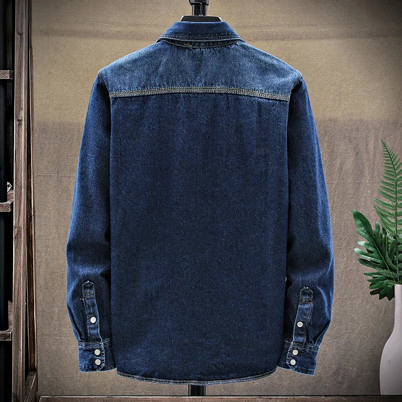 Jaqueta jeans masculina na moda primavera-outono moda puro algodão respirável casual camisa jeans de manga comprida confortável topo masculino