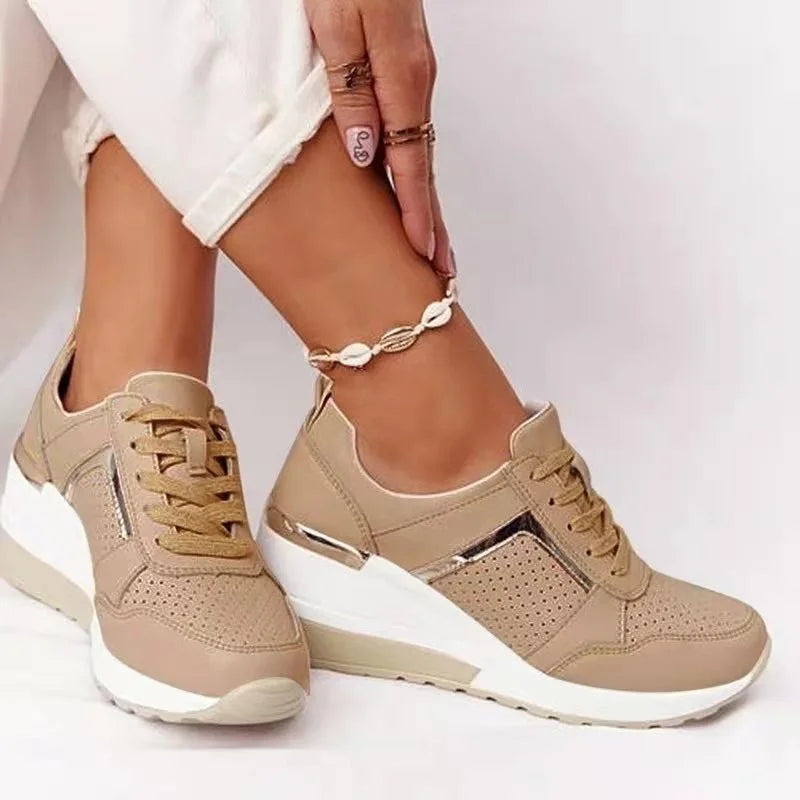 Tênis Feminino Chunky 2026, Cor Sólida, Plataforma, Sola Grossa, Zíper, Vulcanizado, Estilo Zapatos De Mulher