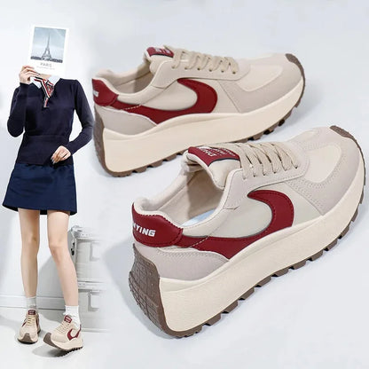 Tênis Chunky Feminino da Moda 2026, com Cadarço, Casual, Confortável, com Sola Macia, para Corrida, Estilo Designer, Zapatillas