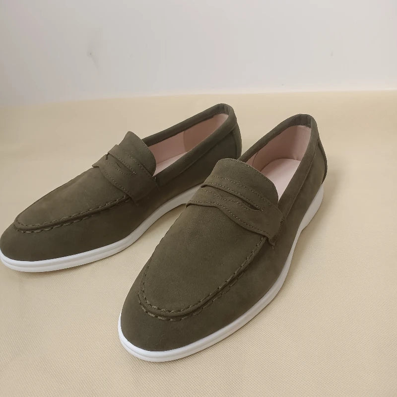 Verão masculino marca camurça mocassins de couro dos homens sapatos casuais de luxo respirável deslizamento em sapatos de condução mocassins