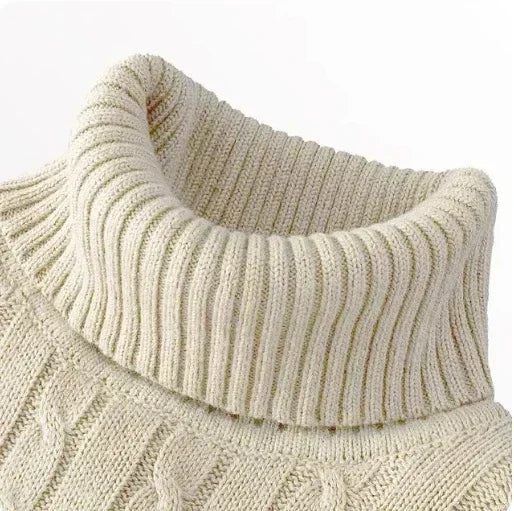 Men's High Neck Sweater Solid Color Pullover Knitted Warm Casual Turtleneck   Men Clothes