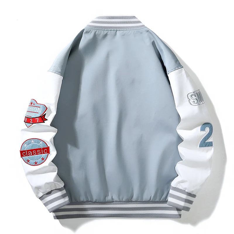 Nova Jaqueta de Beisebol Varsity Masculina Hip Hop Harajuku com Letras em Patchwork Streetwear Feminina Unissex Casacos Universitários