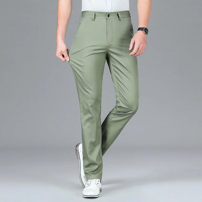 Calça casual fina de fibra de bambu masculina, estilo clássico, moda comercial, marca de luxo masculina, nova, verão 2022