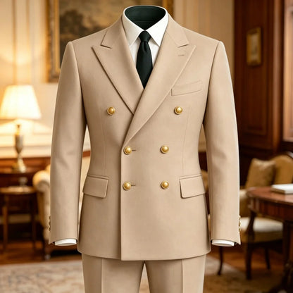 Terno de Casamento Transpassado Slim Fit para Baile de Formatura, Conjunto Formal de 2 Peças (Blazer e Calça) para Convidados, Noivos, Festas e Banquetes