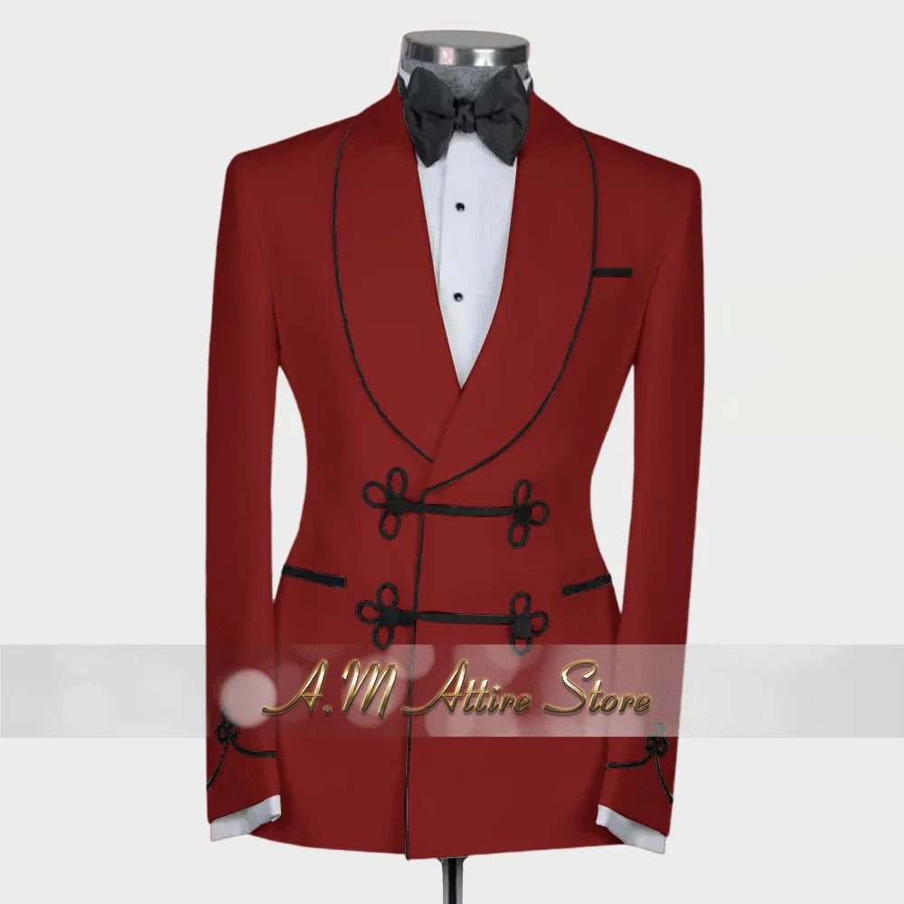 Ternos extravagantes masculinos, conjunto de 2 peças, xale, lapal, botão floral, jaqueta, calças, ajuste fino para casamento, coquetel, bola, jantar, vestido de festa, presentes