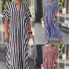 Cardigã Feminino Curto Listrado com Fenda Lateral, Cintura Solta, Manga Regular, Estilo Urbano, Moda Inverno, Vestido Feminino