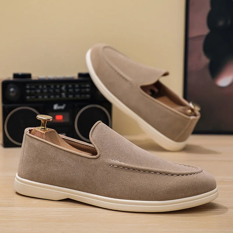 Spring  Autumn Male Sneakers for Lazy People Lightweight  Casual Men's Single Shoes Plus Size Men's Business Leather Shoes