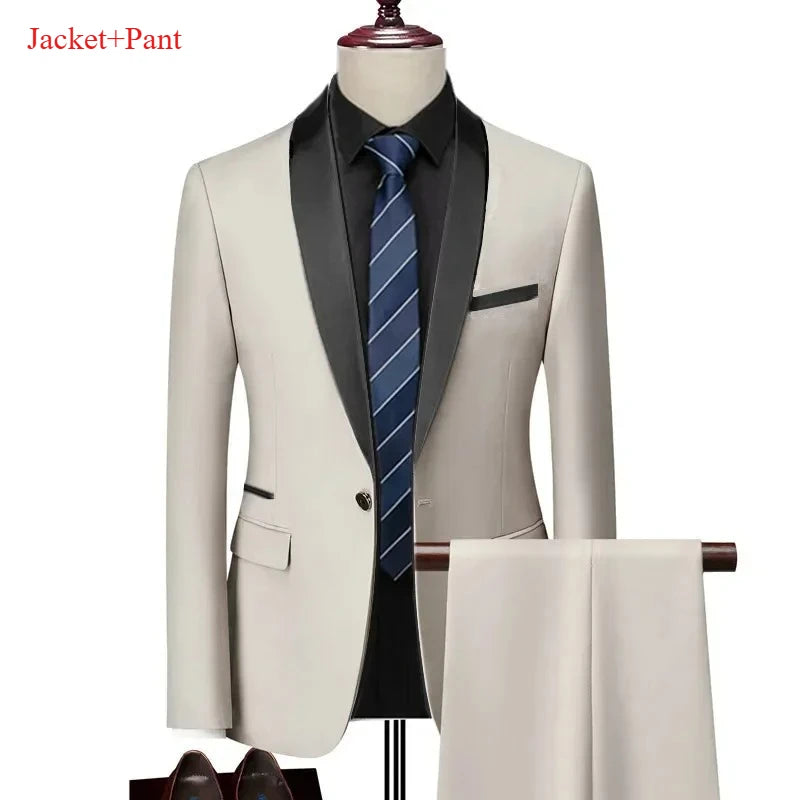 Lapela masculina preto terno conjunto casaco colete calças/negócios padrinhos noivo vestido de casamento fprmal blazer calças