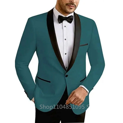 Casual sólido masculino blazer fino ajuste noivo terno de casamento jaqueta moda melhor homem jantar smoking casaco para negócios