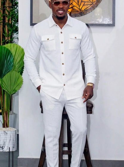 Novo Terno Masculino 2025, Bolso Branco, Conjunto de 2 Peças, Terno Casual de Luxo para Casamento, Estilo Tradicional Africano de Minorias Étnicas