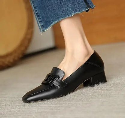 Ryamag mocassins femininos novos sapatos planos retro triunfo deslizamento-em mocassins femininos cabeça quadrada sapatos planos de salto baixo luxo