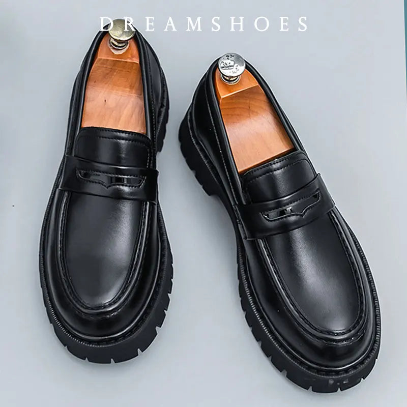 Italian Luxury Brand Loafers Men's Yellow and White Color Leather Shoes Slip-on Fashion Thick Sole Casual Shoes Wedding Moccasin