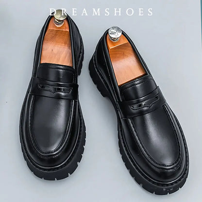 Italian Luxury Brand Loafers Men's Yellow and White Color Leather Shoes Slip-on Fashion Thick Sole Casual Shoes Wedding Moccasin
