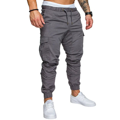 Novas Calças Casuais Masculinas de Tecido Trançado Streetwear Novas Calças de Trabalho com Múltiplos Bolsos