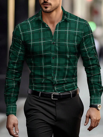 Men's long-sleeved Shirts Casual Shirts Plaid multi-color Pattern Shirts Retro Shirts Autumn And Summer long-sleeved Shirts