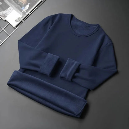 Forro de lã masculino engrossado manga longa camiseta em torno do pescoço base camisa roupas outono inverno manga longa respirável casual wear