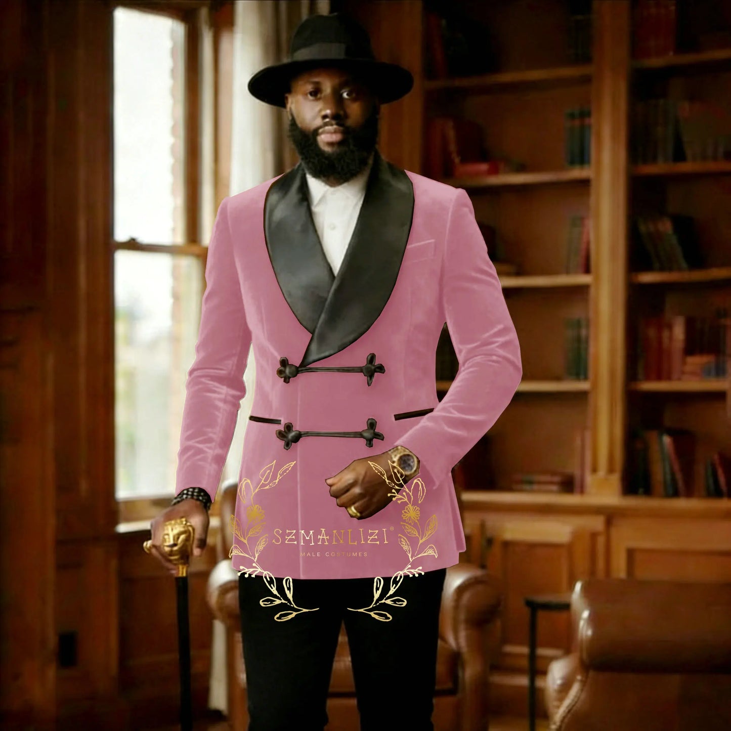 Ternos Formais Masculinos em Veludo Marrom, Blazer com Dois Botões, Calças Elegantes, Ajuste Slim, Roupas Masculinas para Casamento e Casual de Negócios