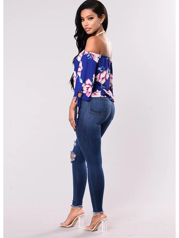 Mulheres Stretch Skinny Ripped Jeans, Calças Lápis de Cintura Alta, Envoltório de Pernas Estreitas, Hips, Calças Femininas, Plus Size S-3XL,