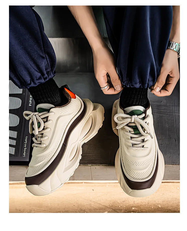 Summer New Men's height-increase Anti-Slip Daddy Shoes for Youth Sneakers Casual Running Shoes thick soled male Sport footwear