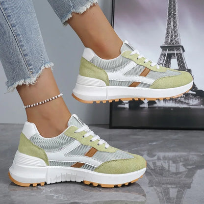 Tênis femininos novos para primavera/outono 2026, casuais, com cadarço, de grife, luxuosos, plataforma, estilo mocassim, antiderrapantes e confortáveis.