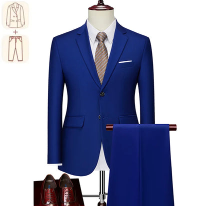 2025 New Men's Business Casual Suit for Weddings Male Solid Colour Formal Suit Sets Men Prom Party Tuxedo Dress