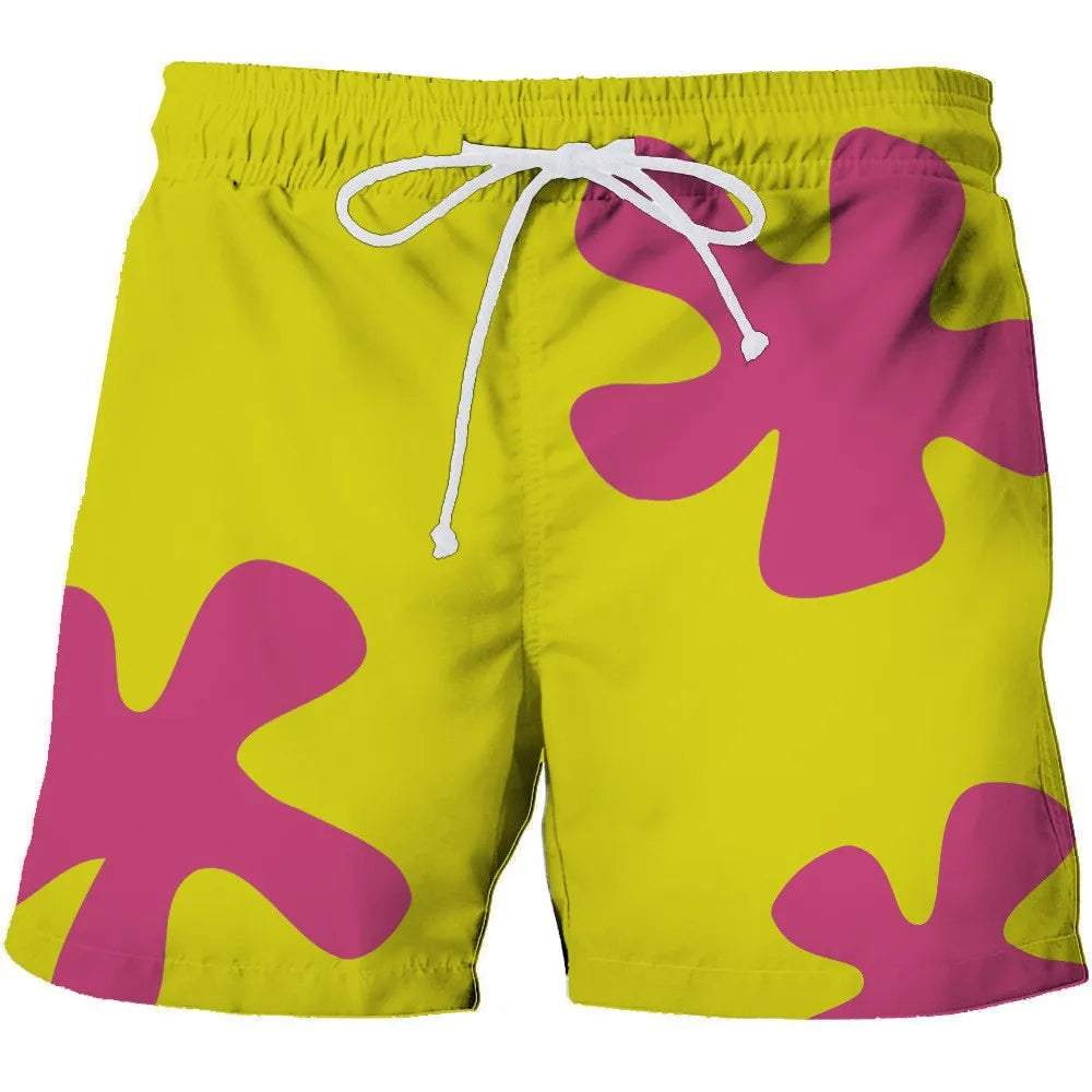 Calção de Banho Havaiano de Secagem Rápida Masculina, Shorts Esportivos para Férias, Estampado 3D Coqueiro, Solto, Moda Verão, 6XL