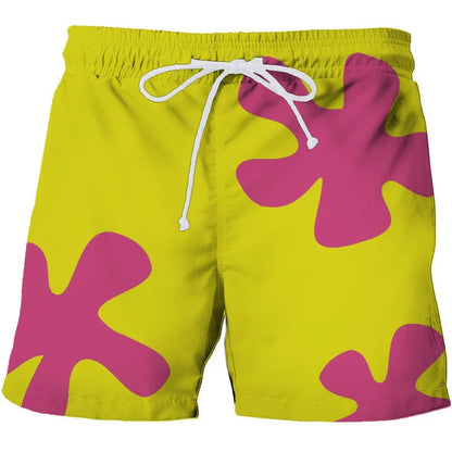 Calção de Banho Havaiano de Secagem Rápida Masculina, Shorts Esportivos para Férias, Estampado 3D Coqueiro, Solto, Moda Verão, 6XL