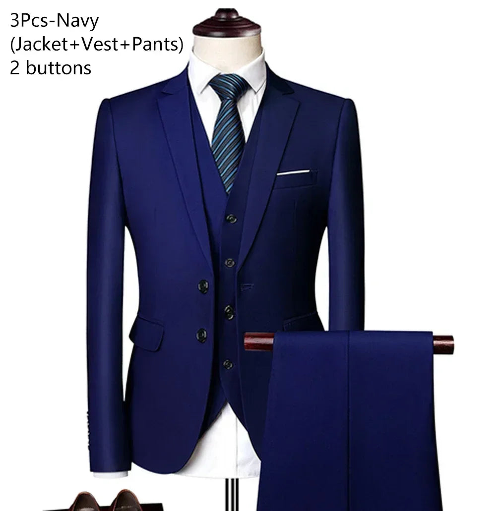 Ternos para homens elegante casamento 3 peças blazers outfit 2 conjunto jaquetas colete calças completo 2025 moda clássico negócios formal