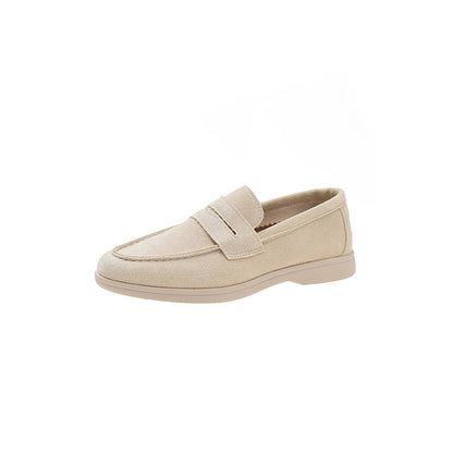 Sapatos Casuais Femininos de Couro Suede com Fivela Metálica, Antiderrapantes e Confortáveis para o Dia a Dia