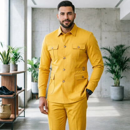 Ternos masculinos pretos, estilo clássico britânico, com botões roxos e dourados, terno safari sob medida, blazer formal para negócios, banquetes, bailes e eventos.