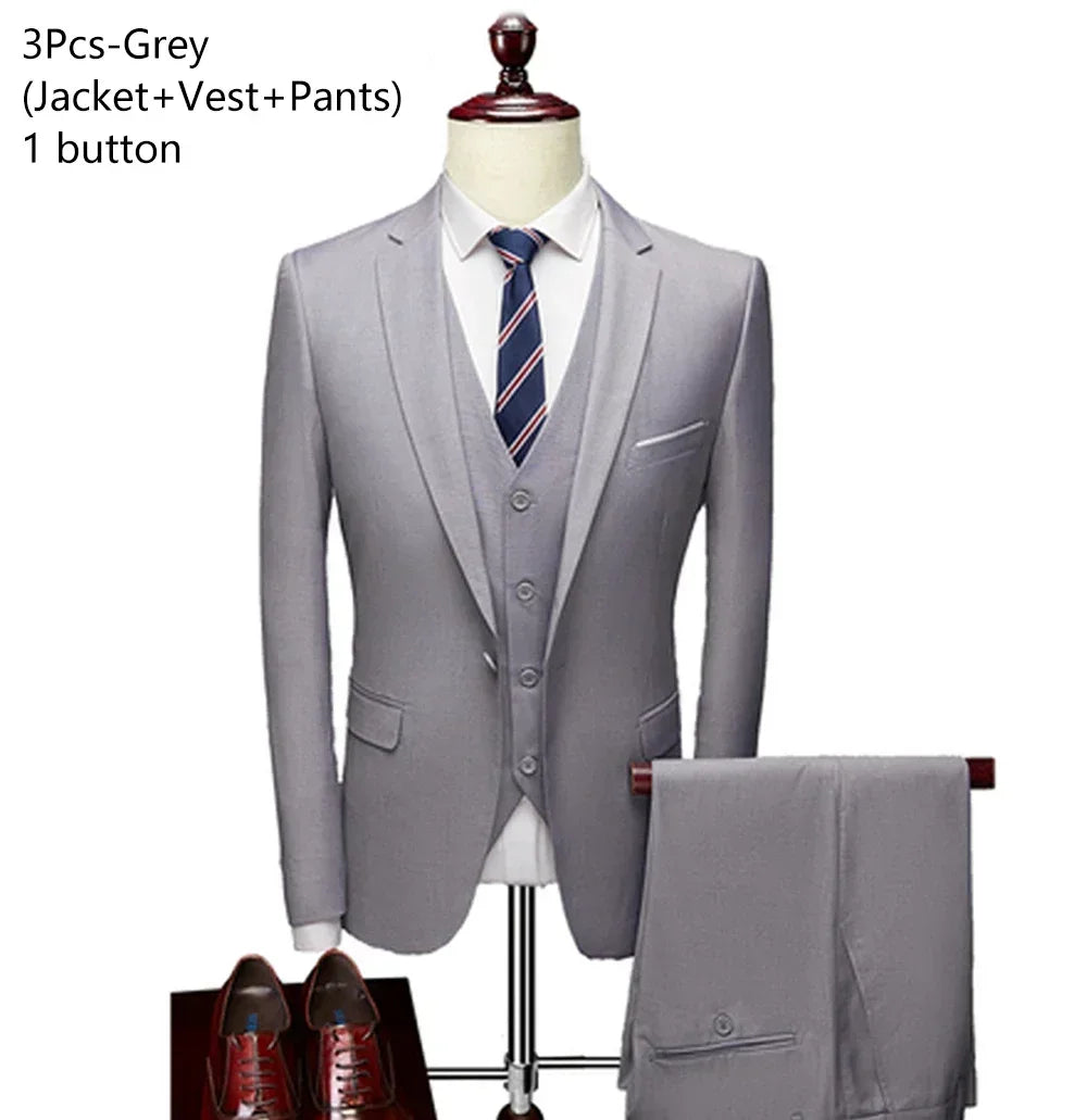 Ternos para homens elegante casamento 3 peças blazers outfit 2 conjunto jaquetas colete calças completo 2025 moda clássico negócios formal