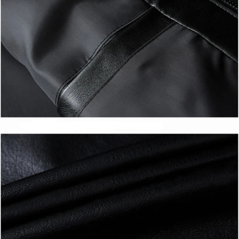 2024 outono novo preto moto biker casacos de couro do plutônio dos homens gola jaquetas de couro casual ajuste estilo punk jaquetas para homem 8xl