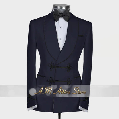 Ternos extravagantes masculinos, conjunto de 2 peças, xale, lapal, botão floral, jaqueta, calças, ajuste fino para casamento, coquetel, bola, jantar, vestido de festa, presentes