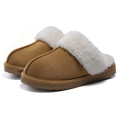 Chinelos de algodão evshine-luxuoso para mulheres, chinelo interior macio, espuma de memória confortável, sapato plano de pele ao ar livre, inverno